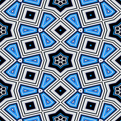 Seamless geometric pattern with stars in blue