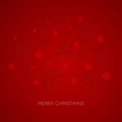 Merry Christmas greeting card with snowflakes