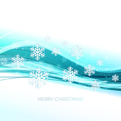 Merry Christmas greeting card with snowflakes