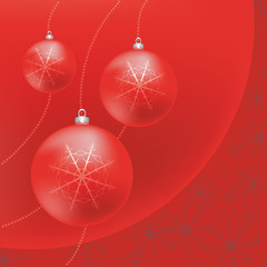 Christmas background with balls and snowflakes.