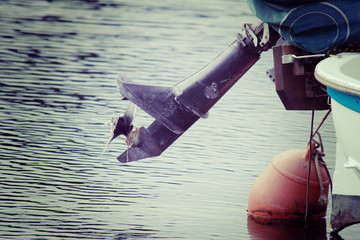 old outboard engine in Temo river, Sardinia