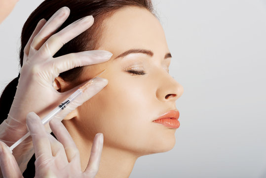 Portrait of woman having cosmetic botox injection