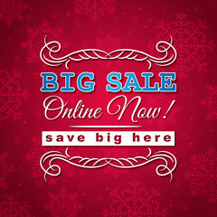 red christmas background and sale offer, vector