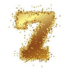 Goldene Zahl, Sieben, 7, Sterne, Glamour, Gold, Nummer, Ziffer