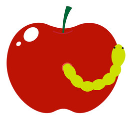 Worm with Apple Vector