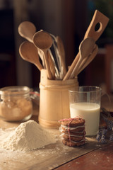 Chocolate cookies on kitchen table
