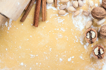 Roll out the dough on the table