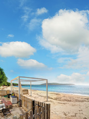 Mugoni shoreline under a cloudy sky