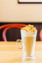 Latte cup in coffee shop