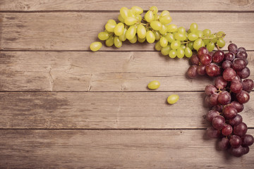 Grapes on a wooden table