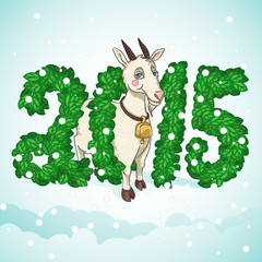 goat symbol of the year and green bush