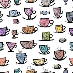 Set of ornate mugs. Seamless pattern for your design