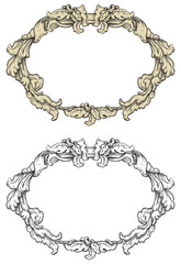 Vector retro  ornate borders at engraving style.