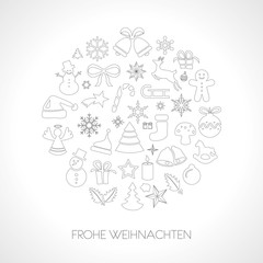 Frohe Weihnachten Ornament Icons Karte Hintergrund weiss
