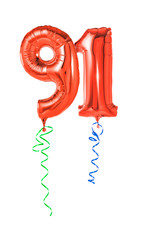 Rote Luftballons mit Geschenkband - Nummer 91