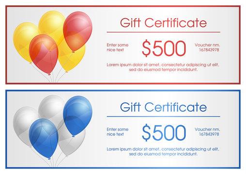 Gift certificate with party baloons