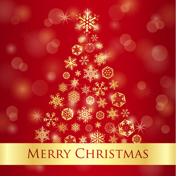 Christmas greeting card with red background