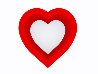 Heart abstract,hole of heart red color on white background,3d