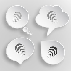 Pyramid. White flat vector buttons on gray background.