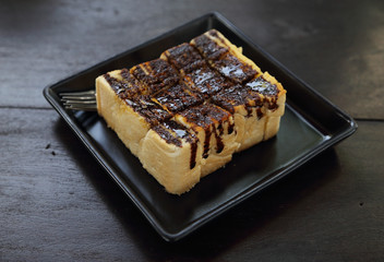 baked bread with chocolate cream