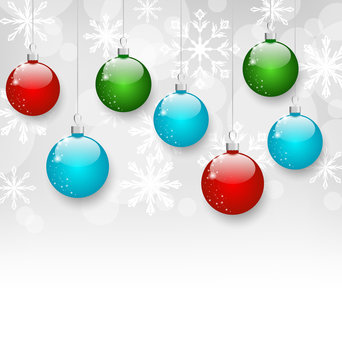 Christmas colorful balls with copy space