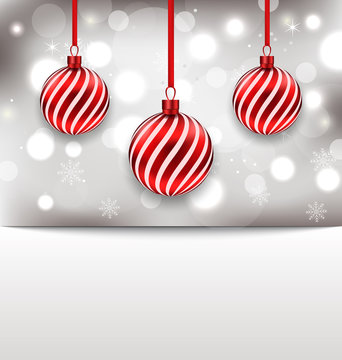 Christmas glossy card with red balls