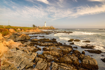 Fototapeta na wymiar Lighthouse Pigeon Point, California coast.
