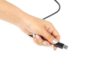 hand with USB 3.0 Cable Plug