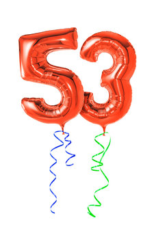 Rote Luftballons mit Geschenkband - Nummer 53