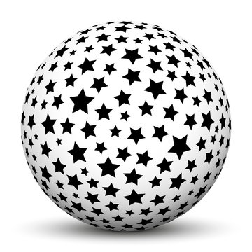 Wei&szlig;e Kugel, Sterne, Textur, bedruckt, Texture, Ball, Sphere, 3D