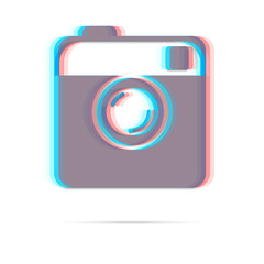 Hipster photo or camera anagliph flat icon