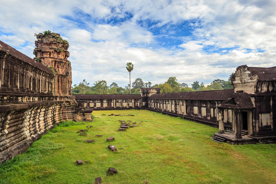 Ancient ruin inside Angkor Wat Temple, Siem Reap, Cambodia