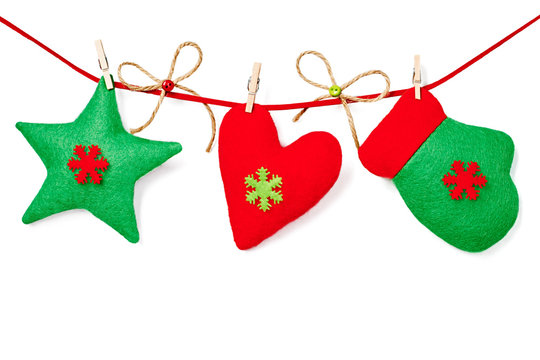 2015 New Year Christmas handmade decorations on white