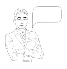Vector illustration of speaking business man