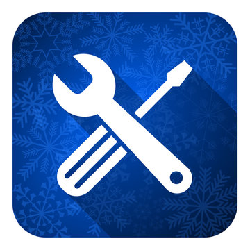 tools flat icon, christmas button, service sign