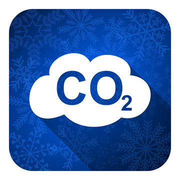 carbon dioxide flat icon, christmas button, co2 sign