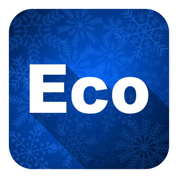 eco flat icon, christmas button, ecological sign