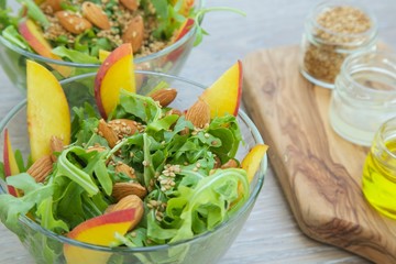 Vitamin salad- rucola with nuts and fruits