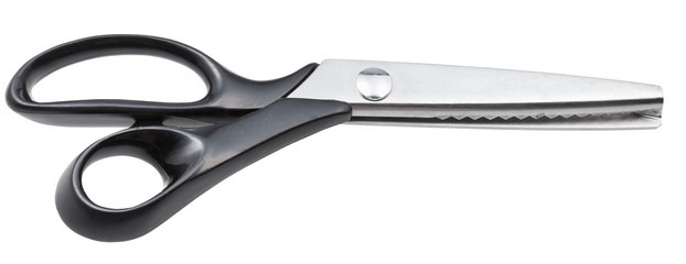 closed modern pinking shears with black handles