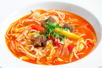 red rice noodle soup