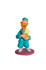 Statuette cheerful mustachioed doctor