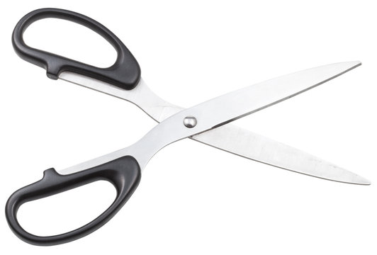 Open Scissors For Paper With Black Handles