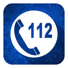 emergency call flat icon, christmas button, 112 call sign