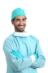 Arab surgeon doctor man posing standing with folded arms