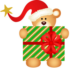 Christmas teddy bear with santa claus hat