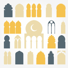 Arabic door and window vector silhouette