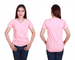 blank t-shiet set (front, back) with female