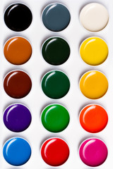 watercolor paints on a white background