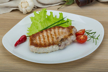 Grilled pork steak