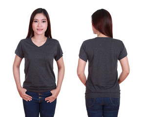 blank t-shiet set (front, back) with female